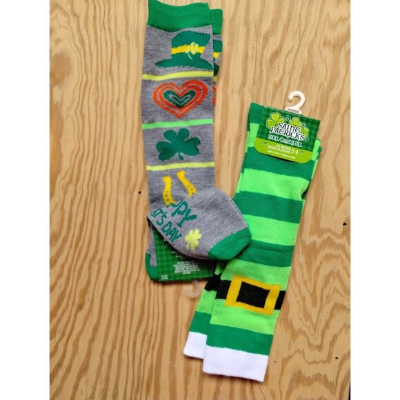 Saint Patricks Day Leprechaun Socks Shamrock Lucky Horseshoe 2 Pack Collection - Picture 5 of 5